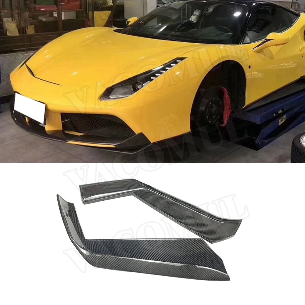 

Dry Carbon Fiber Front Lip Splitters Aprons Case For Ferrari 488 GTB 2015-2018 Head Bumper Side Flap Cupwings Spoiler FRP