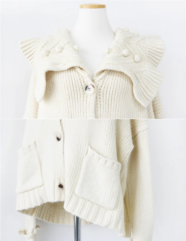 

Cotday Knitted Turn-down Collar Blue Ingle Breasted 2020 New Fall Pockets Autumn And Winter Women's Elegant Cardigans Sweaters