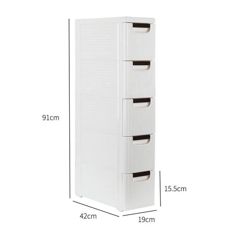 

5-Tire Rolling Cart Organizer Drawer Storage Box with Wheels Narrow Slim Container Storage Cabinet for Bathroom Bedroom