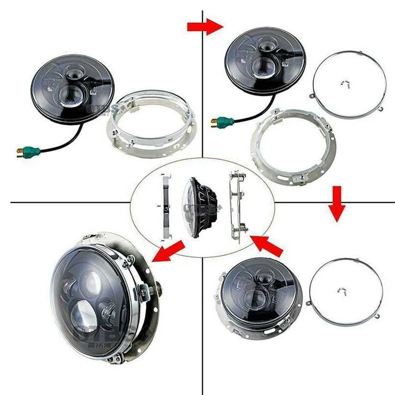 7 дюймовый светодиодный фар Белый DRL с дюймов кронштейн для Harley Touring Electra Road King Street