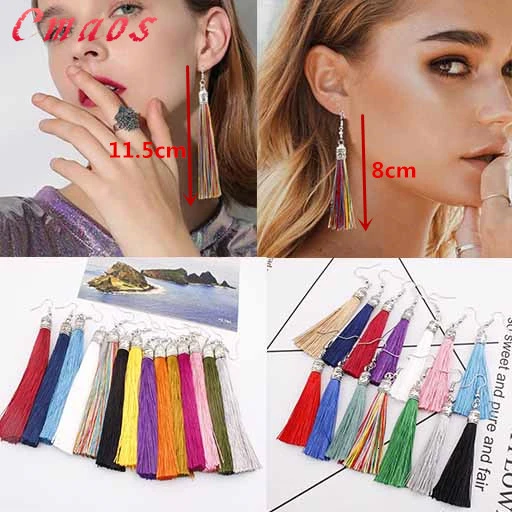 Женские серьги ручной работы Cmaos модные богемный Серьги кисточки оранжевого