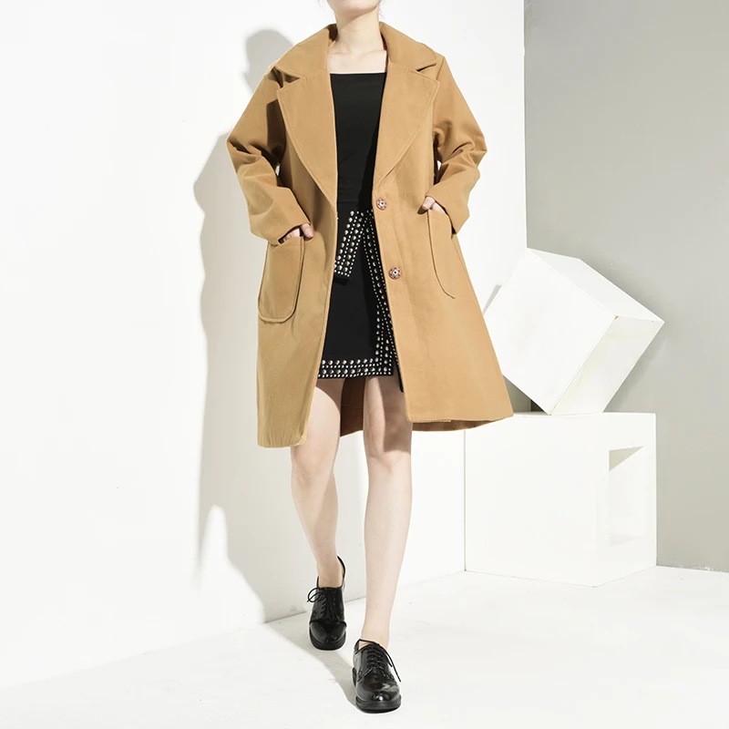 LANMREM 2019 осеннее и зимнее Новое модное повседневное женское длинное пальто