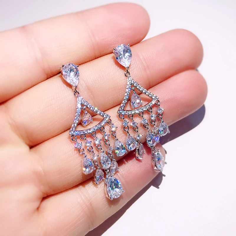 

Серебряные игольчатые серьги S925, простые и дикие серьги с блестящим цирконием и цветком, 210317-22