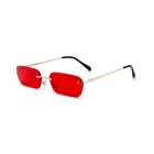Новинка 2020, модные женские солнцезащитные очки без оправы в стиле ретро, брендовые дизайнерские женские солнцезащитные очки с прозрачными линзами, женские прямоугольные солнцезащитные очки UV400