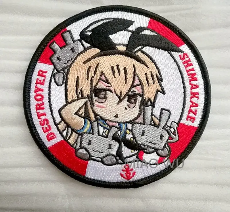 Аниме Kantai коллекция SHIMAKAZE патчи ткань вышивка эмблема сумка аппликация