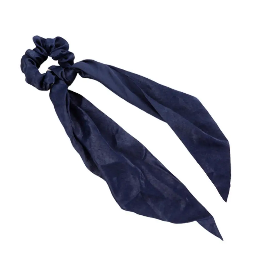 dark blue Бохо Лук атласная Длинная лента конский хвост шарф для волос резинка для волос аксессуары для волос - Цвет: dark blue