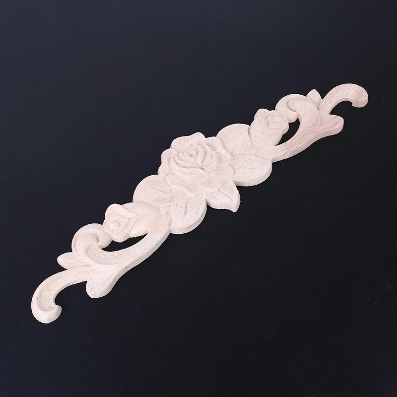

4pcs Wood Carved Onlay Rose Flower Appliques Furniture Cabinet Unpainted Decal
