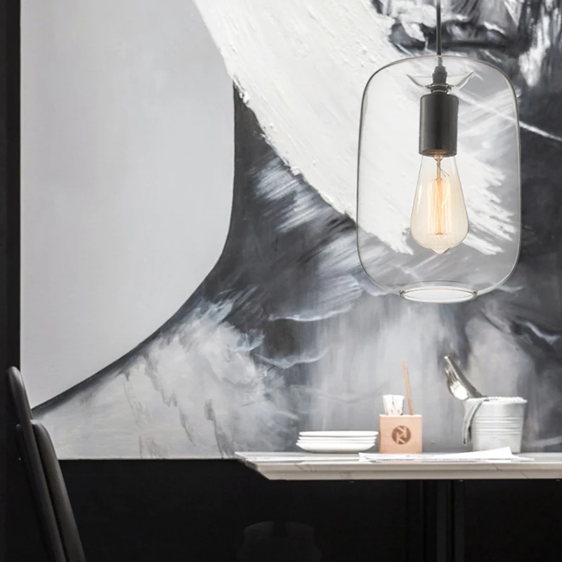 Винтажные подвесные светильники стеклянные Лофт промышленный подвесной