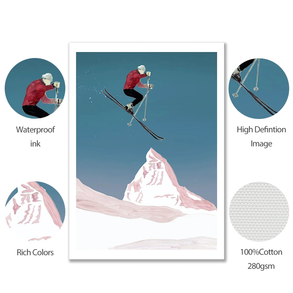 Абстрактная картина с изображением снега гор оленя в современном стиле Картина