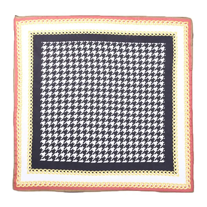 

Elegant Women Imitation Silk Square Bandana Geometric Leopard Snakeskin Print Headband Retro Contrast Colored Neck Tie Headwrap