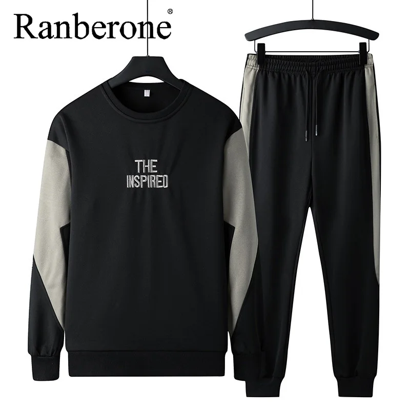 

Спортивный костюм Ranberone мужской, свитшот на завязках, наряд, спортивная одежда, мужской костюм, пуловер, комплект из 2 предметов, повседневная верхняя одежда, осень-зима