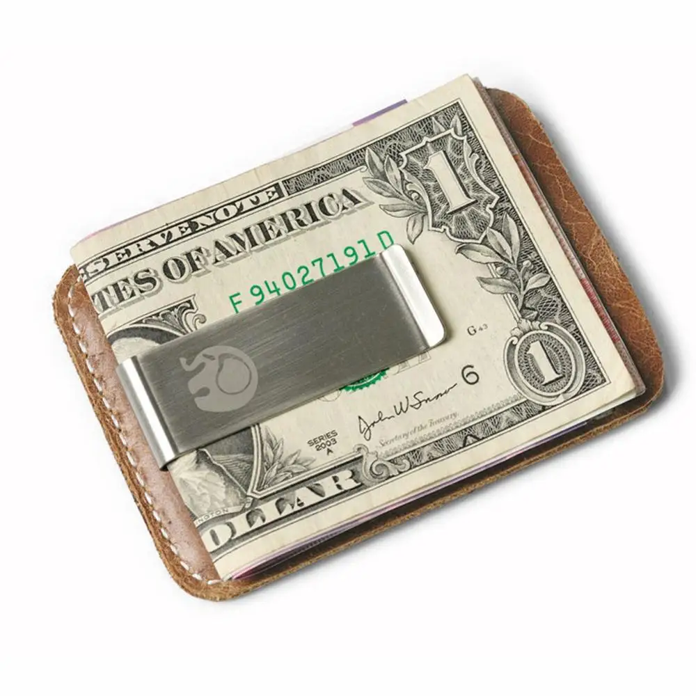 Мужской металлический зажим для денег тонкий из натуральной кожи|Зажимы денег| |