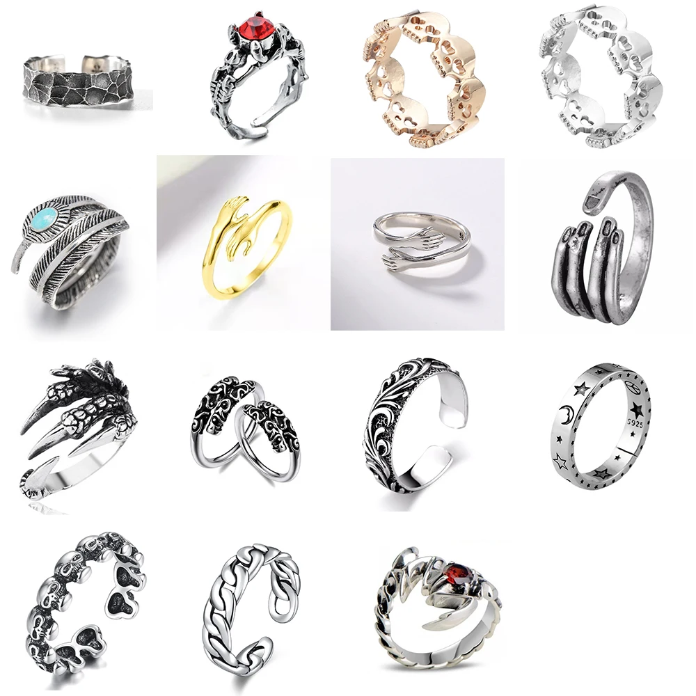 

2021 New Hip Hop Punk Style Personality Men and Women Opening Adjustable Skull Ring Finger Hug Casual Party Fashion Ring Jewelry