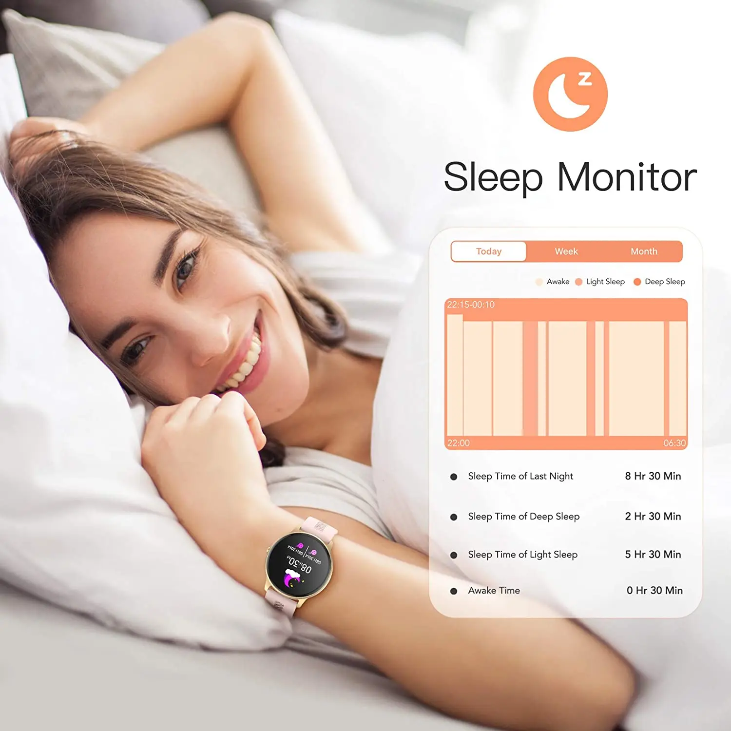 

Smart Watch for Women, 1.3'' Full Touch Fitness Tracker with Female Health Tracking, Heart Rate Monitor, Message Notification