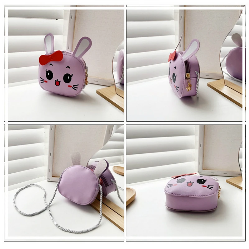 

PU Leather Children Small Shoulder Crossbody Bags Cute Cartoon Bunny Girls Baby Mini Coin Purse Lovely Kids Boys Wallet Handbags