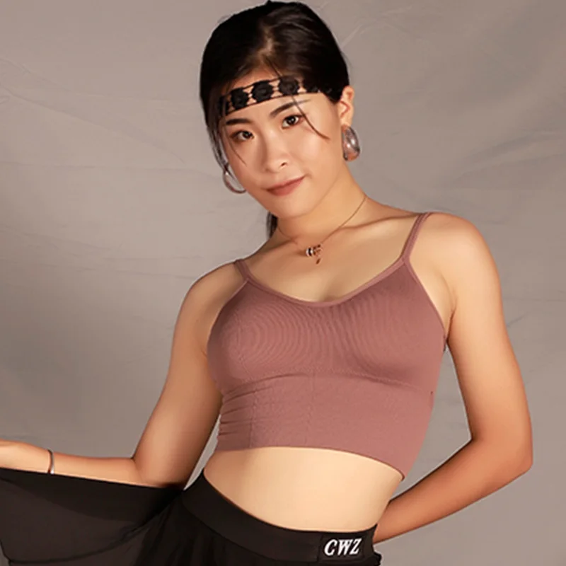 

Рубашки для латиноамериканских танцев, женский бюстгальтер, топ, сексуальная красивая танцевальная одежда с нагрудной подушечкой, Румба, ч...