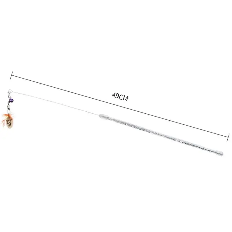 

1PC Kitten Teaser Wand Faux Feather Cat Teaser Stick Kitten Toy With Bell Cat Interactive Toy Pet Training Toy Random Color