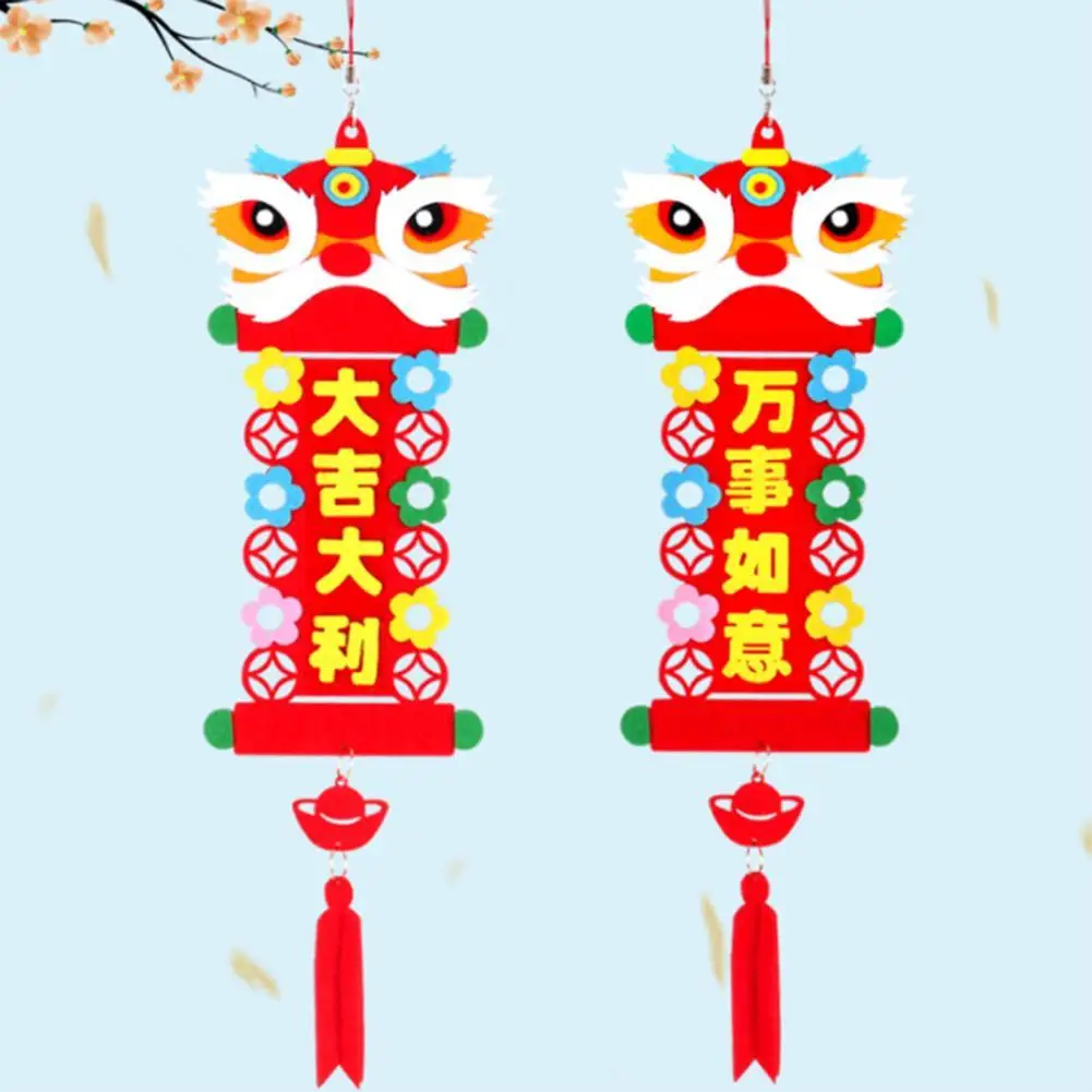 

Hanging Ornament Eco-friendly Adorable Appearance Fabric Spring Festival Handmade Hanging Ornament Children Toy Kits for Home