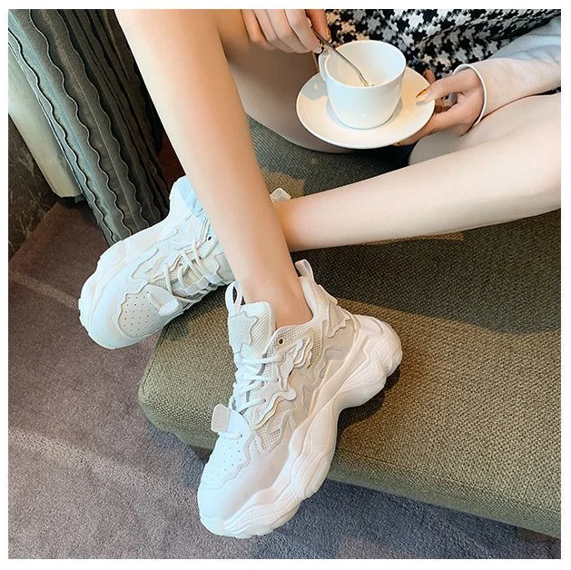 

New Fashion Daddy Shoes Female Spring Thick-soled Increased Sports Shoes Wisdom Smoked White Shoes Female Ins Tide 2021 Hot