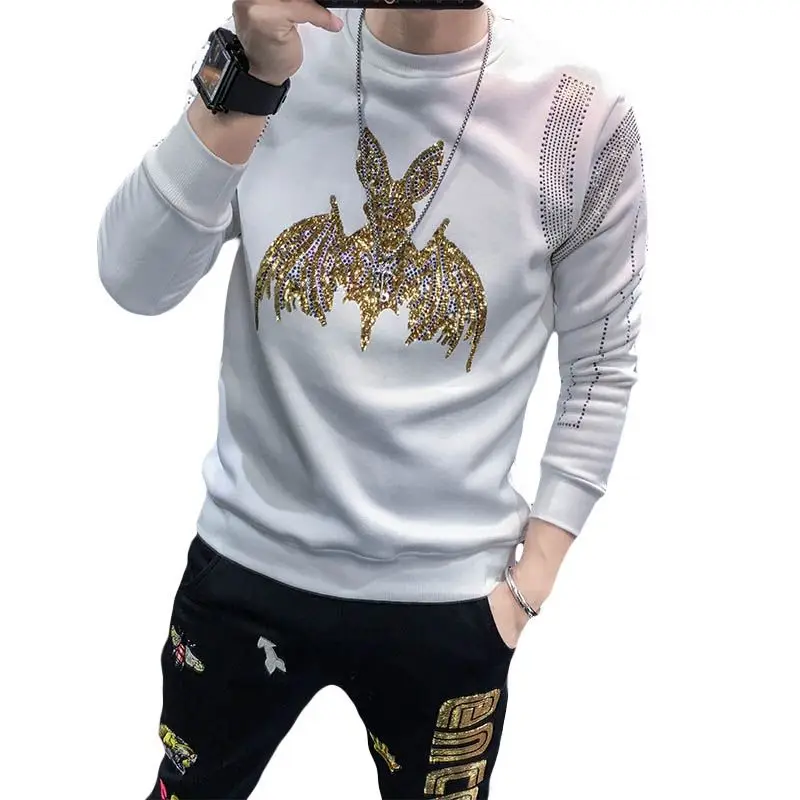 

2021 men winter design Male Hoodies Sweatshirts Diamonds Casual hoodie