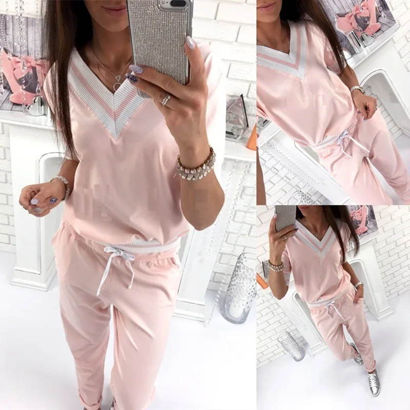 

Pink Women's Tracksuit Suit Women Hoodie + Pants two piece set women winter clothes women 2020 two piece outfits for women