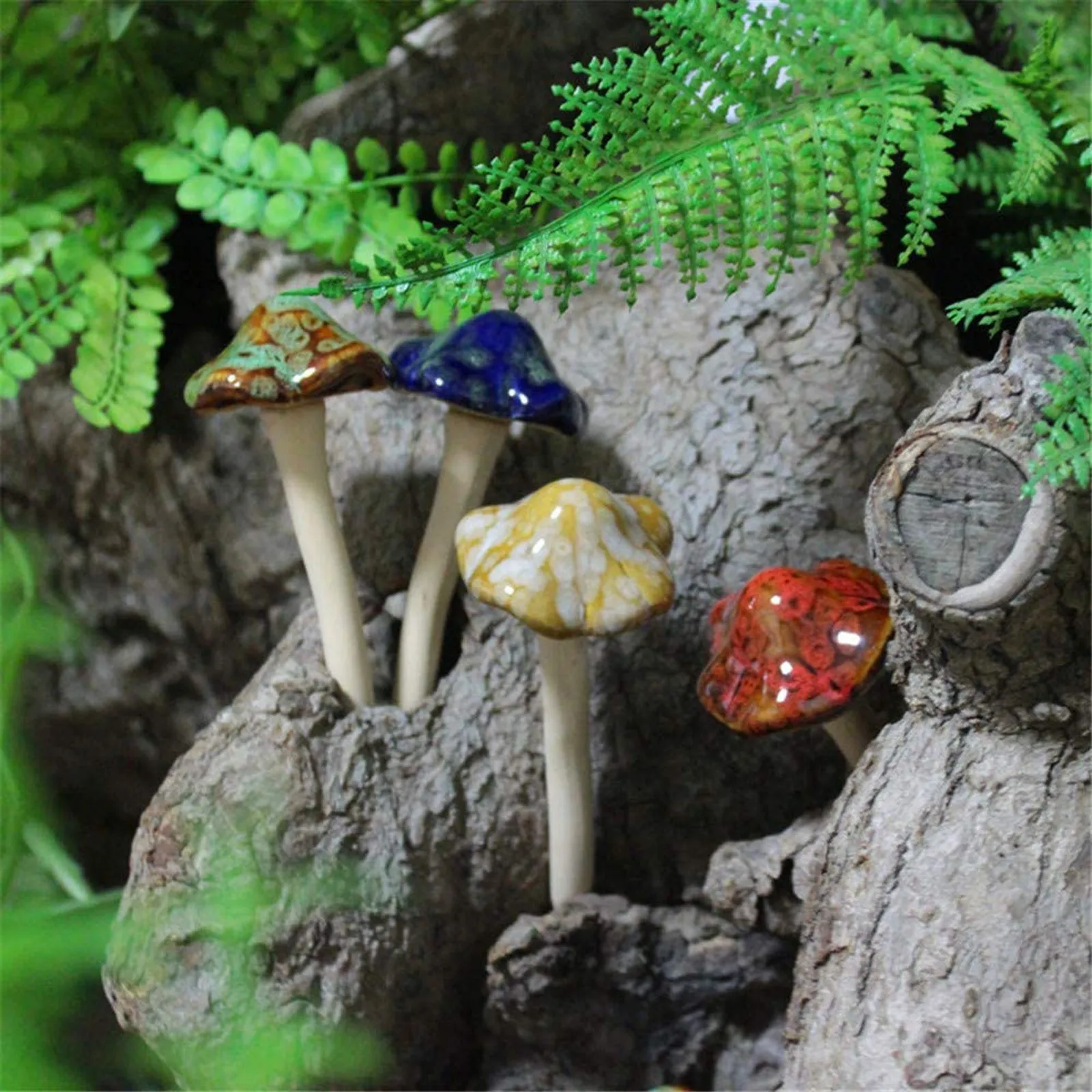 

4Pcs Garden Ornament Ceramic Mushroom Decor Fairy Garden Mushrooms Creative Lawn Ornaments Fairy Ornament Yard Garden Plant Pot
