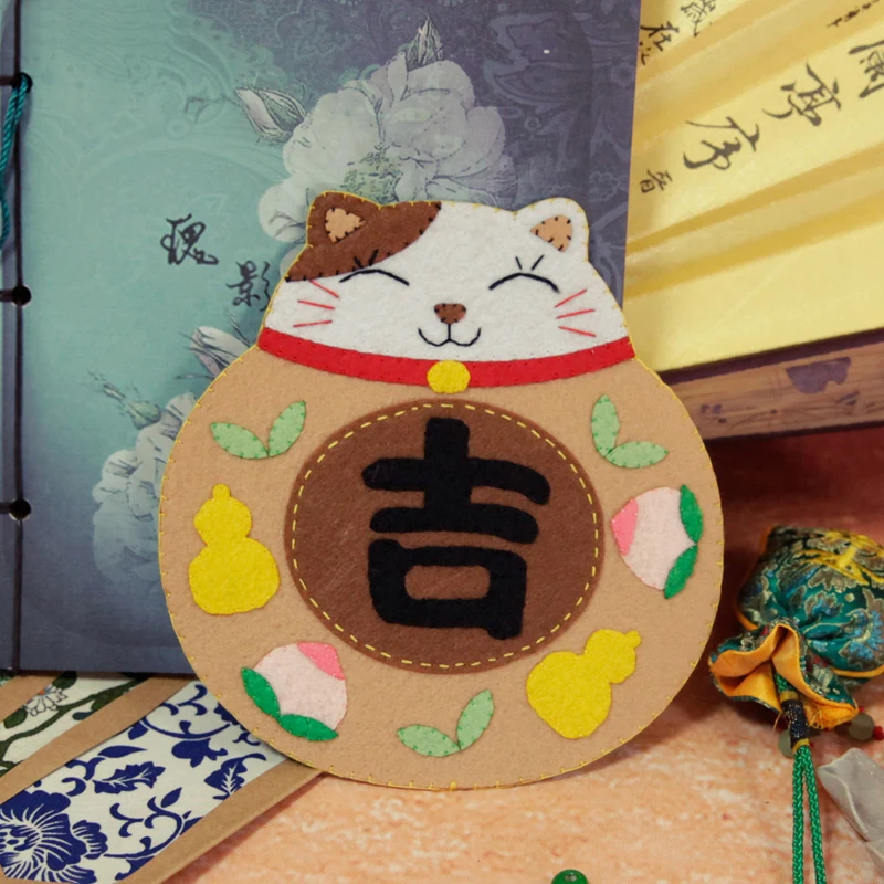 3 шт Япония Стиль благословение Cat чашки Coaster фетровой ткани подушка для животных