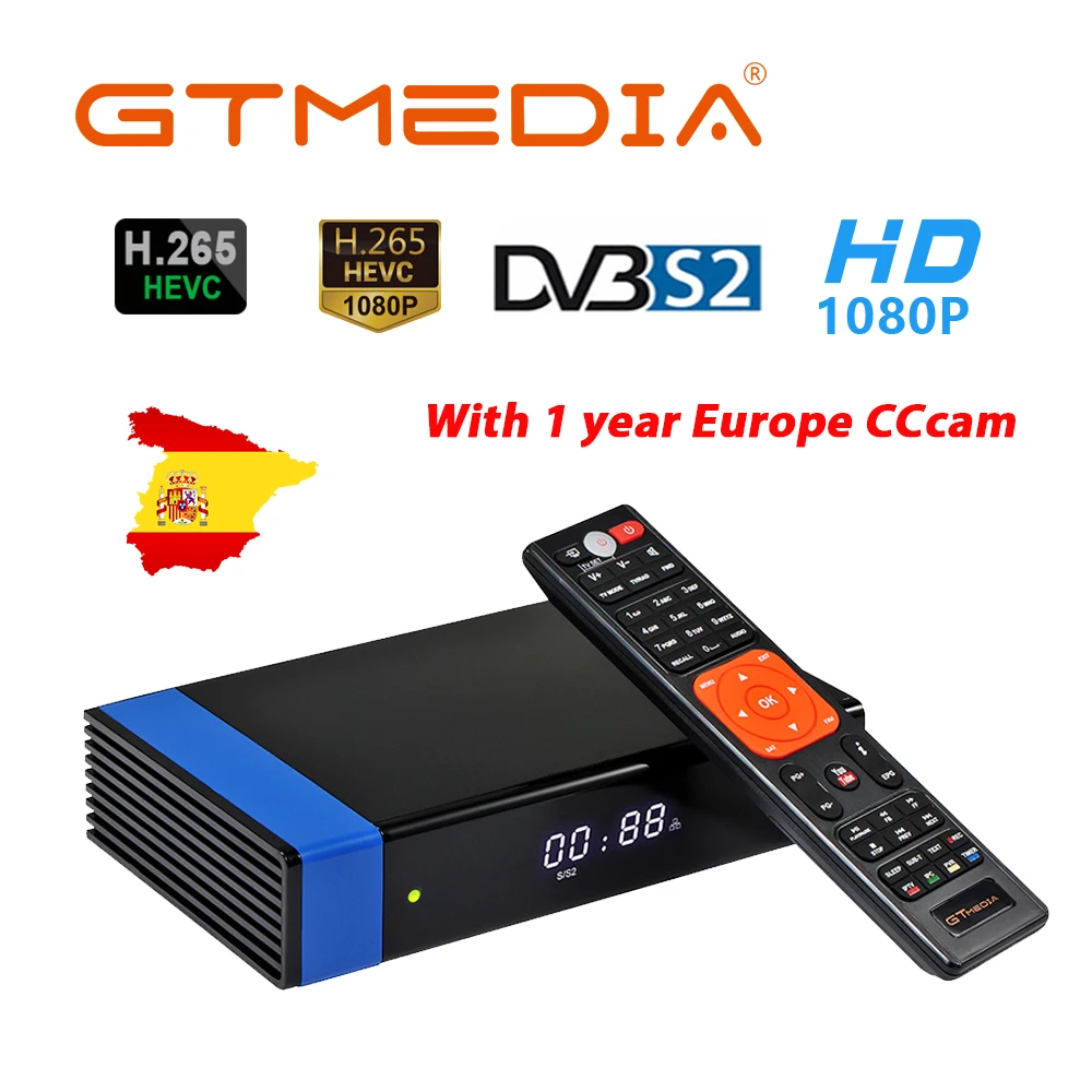 GTMedia V8 Nova Blue DVB-S2 H.265 декодер спутниковый приемник+ 1 год CCcam 4 clines встроенный wifi AVS цифровой ТВ-бокс