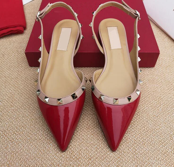 2019 35-43 genuine leather stud flat shoes luxury designer fashion women classic bloggers Double straps sandals |