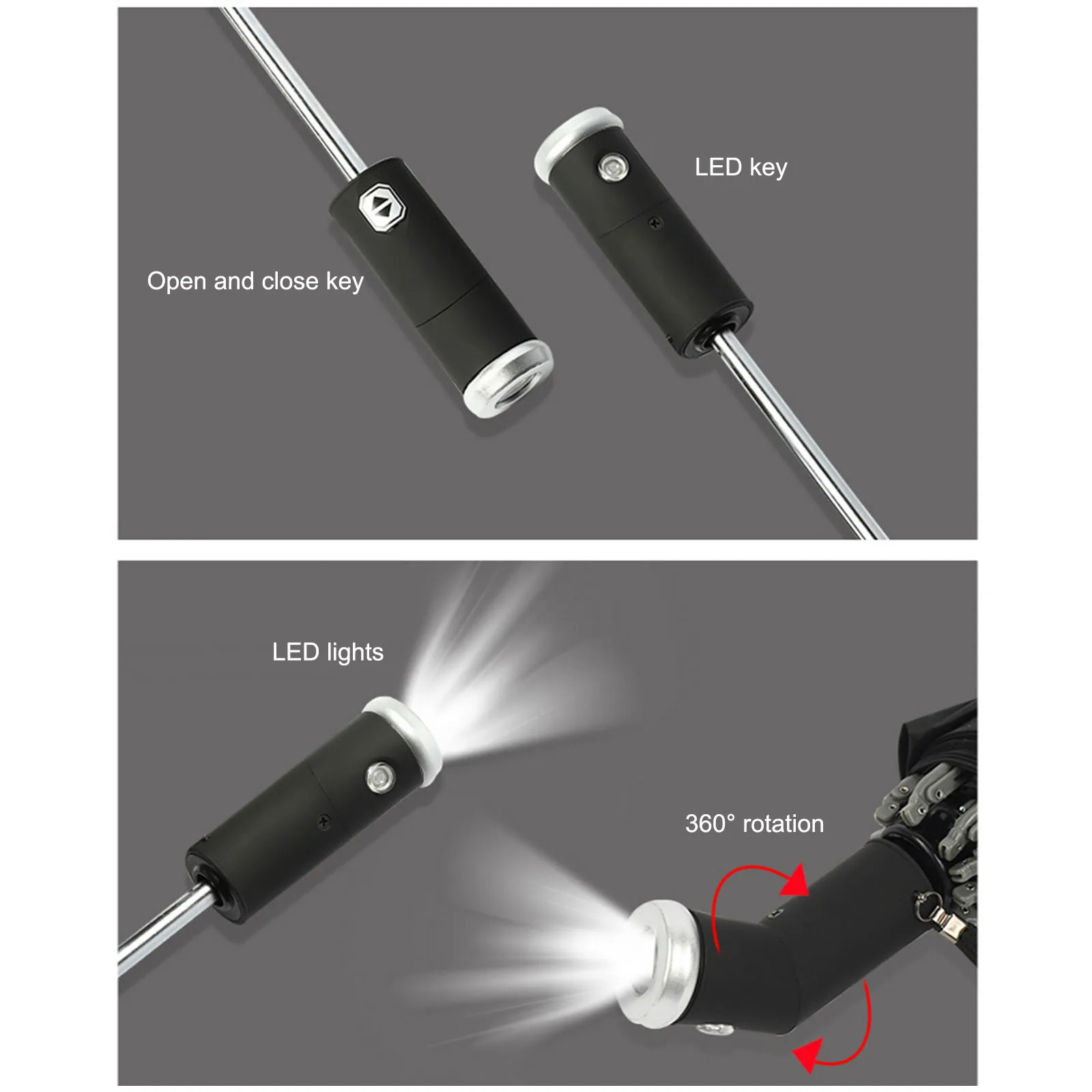 Автоматический зонт дождь зонтик от солнца с Светодиодная лампа в три сложения