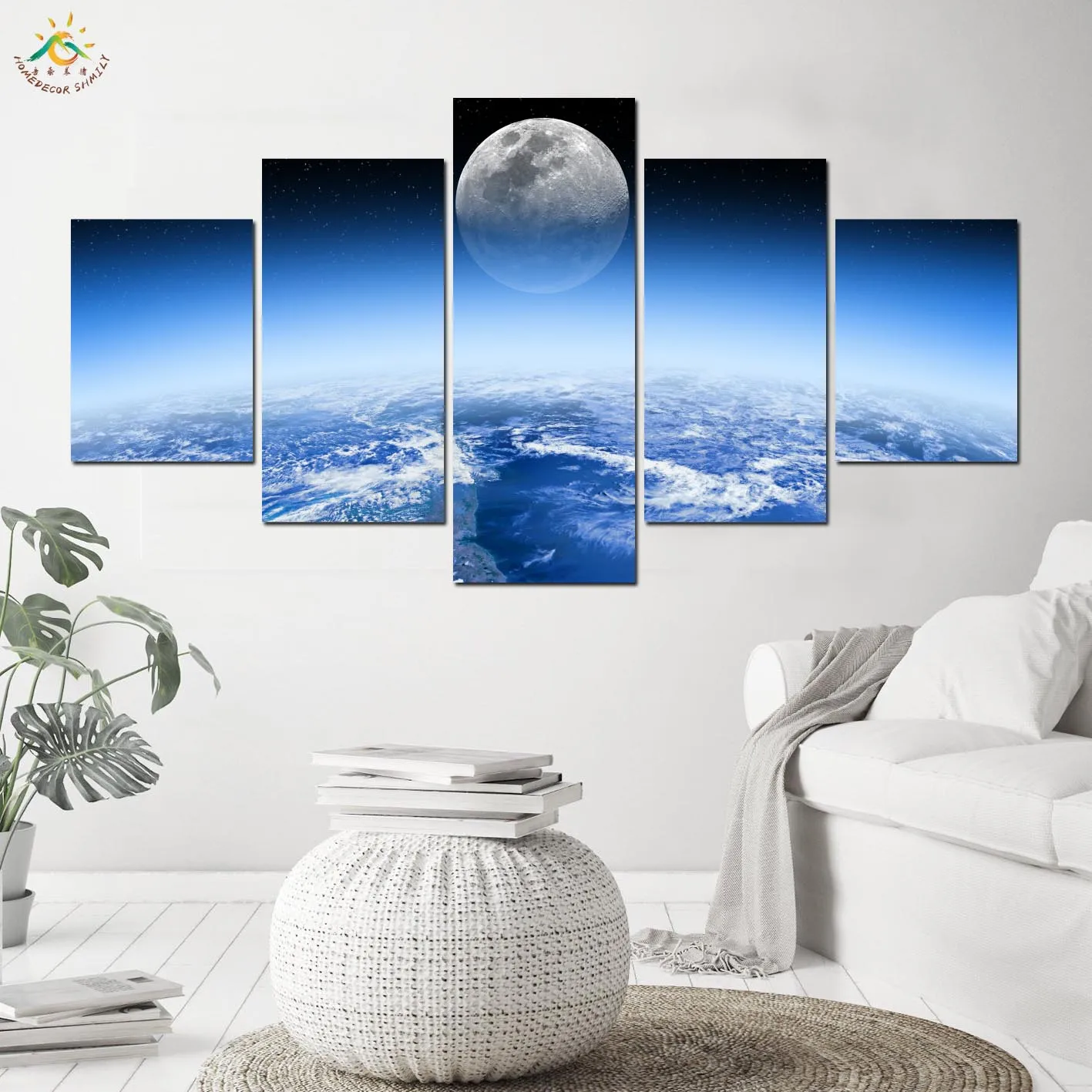 Skyline планета и Луна современный настенный художественный холст плакаты