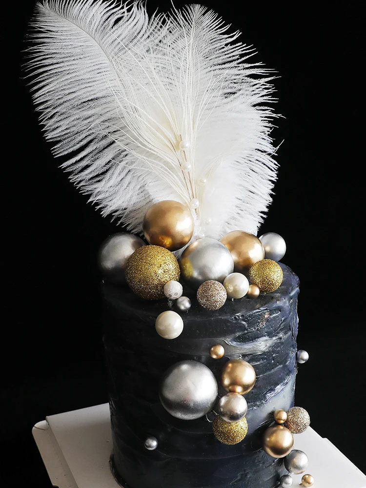 

Luxury Metal Golden Silver Ball Cake Topper Fence Balloon Dessert Table Dress Up Plugin Birthday Party Decoration Supplies