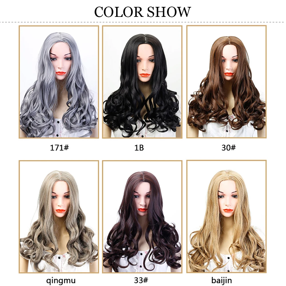 WEILAI Middle separation Wig Europe and the United States golden black big wave wigs set long curly hair |