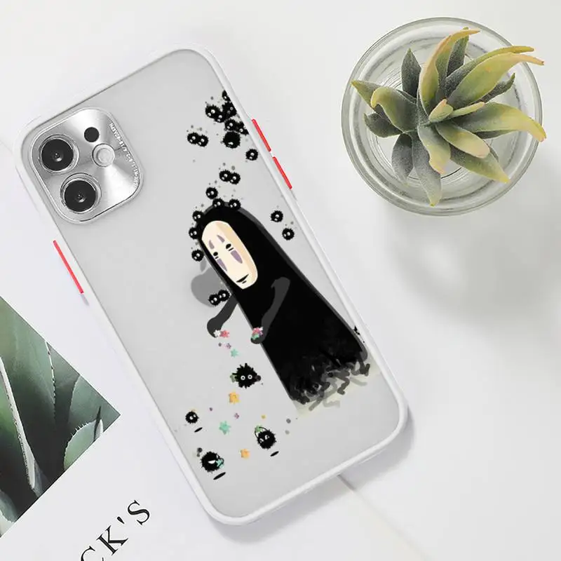 

Ghibli Spirited Away Soot Totoro Phone Case For iPhone 12 11 Mini Pro XR XS Max 7 8 Plus X Matte transparent White Back Cover