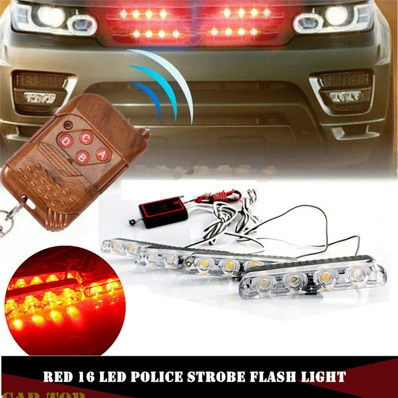 CA310-R 16LED стробоскопы для авто стробоскоп светильник для автомобиля Грузовик аварийный светильник мигающий пожарный светильник s стробоскоп мигающий светильник тире полицейский светильник - Цвет: CA310-R