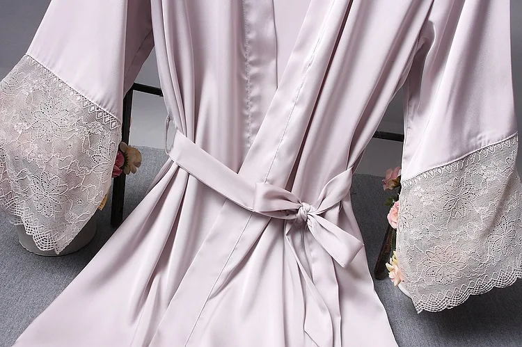 

Bridesmaid Robes Satin Robe Bride Elegant Sleepwear Sexy Lace Women Dressing Gown Bathrobe Kimono Silk Bath Robe Sleep Lounge