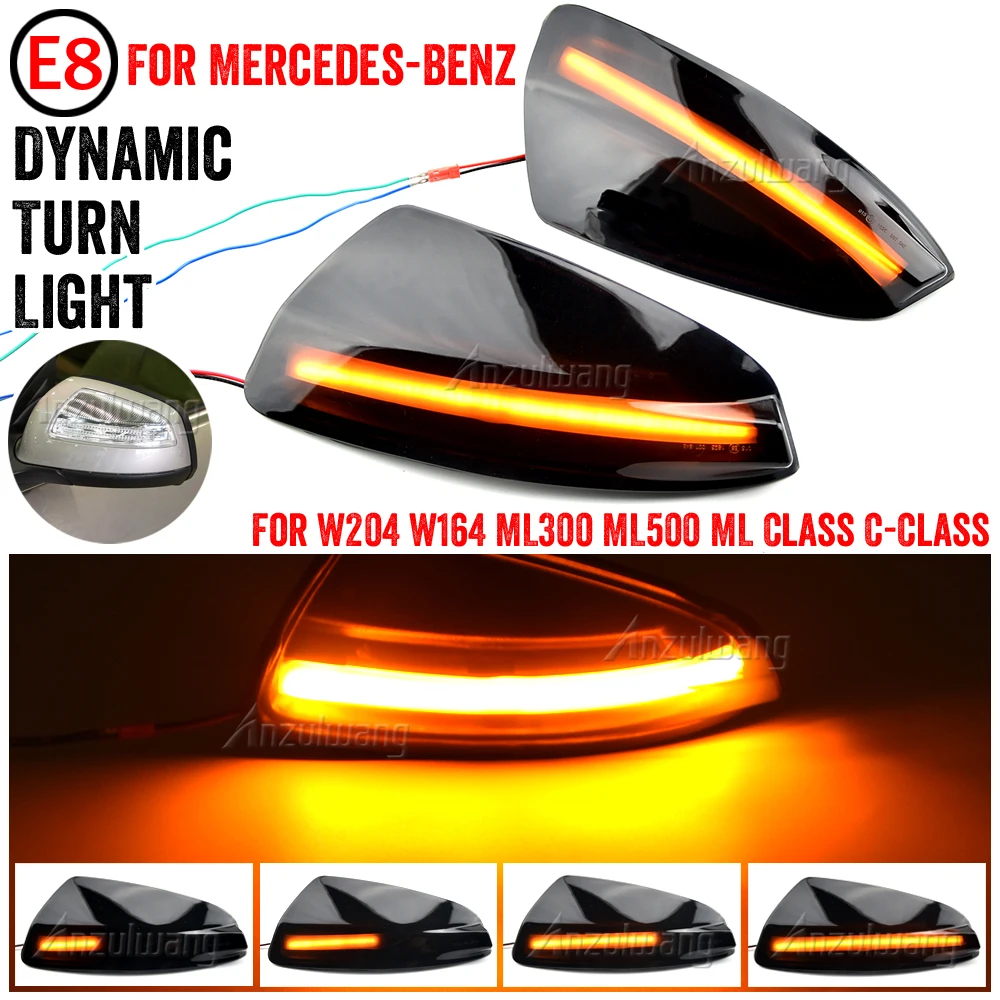 

For Mercedes Benz C Class W204 S204 2007-2014 C300 Viano Vito W639 LED Dynamic Turn Signal Light Side Mirror Indicator Blinker