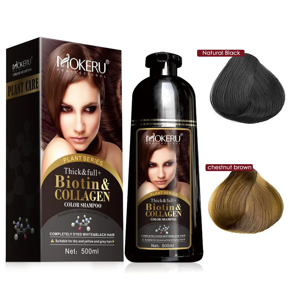 

Mokeru Organic Natural Fast Hair Dye 500ML Plant Essence Black Hair Color Dye Shampoo For Cover Gray White Hair