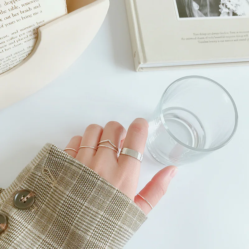 Кольцо женское из серебра 925 пробы с V образным вырезом|Кольца| |