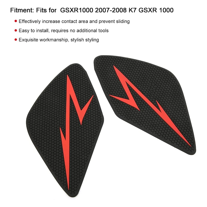 

Tank Pads Motorcycle Anti-Slip Tank Sticker Side Traction Protective Pad Fits for Suzuki GSXR1000 K7 2007-2008