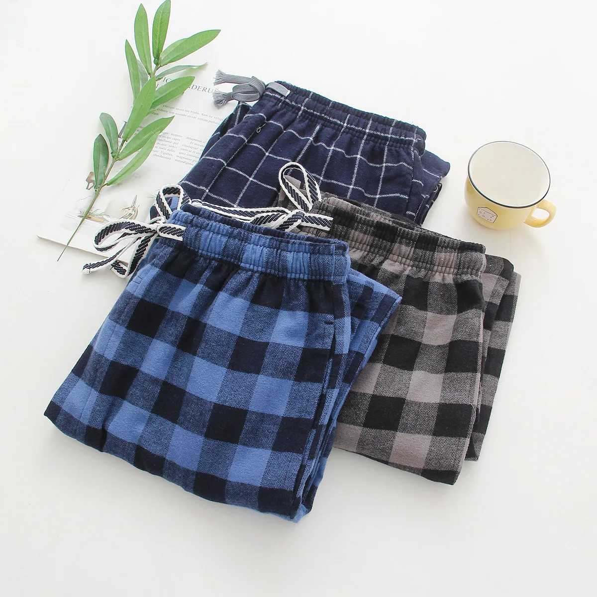 Spring Autumn Men 100%Cotton Pajama Pants Male Plaid Trousers Men Casual Pantalone pijama hombre lounge wear Sleep Bottoms S-XXL mens pjs