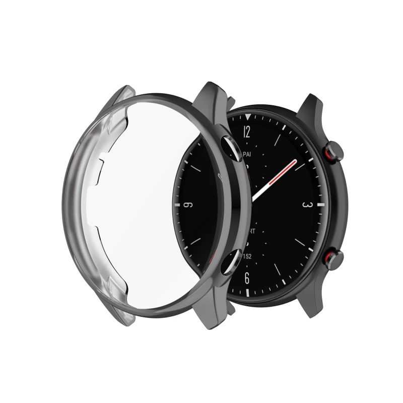 

Anti-drop Smart Watch Screen Protector Slim Colorful Frame Soft Full TPU Protective Case Cover Shell For Huami Amazfit GTR 2