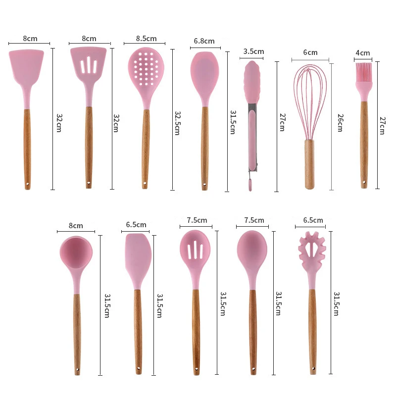

11Pcs Silicone Kitchenware Non-stick Cookware Cooking Tool Spatula Ladle Egg Beaters Shovel Spoon Soup Kitchen Utensils Set