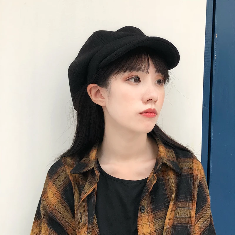 H3539 Women Warm Beret Hat Pure Color Retro Painters Cap Male Female Autumn Winter High Quality Fashion Casual Student Girl Caps