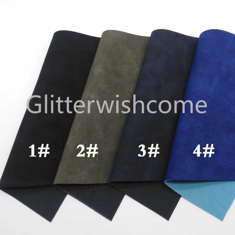 Glitterwishcome 21X29CM A4 Size Suede Faux Leather Fabric, Vinil Para Lozos, Synthetic Leather Fabric for Bows, GM386A