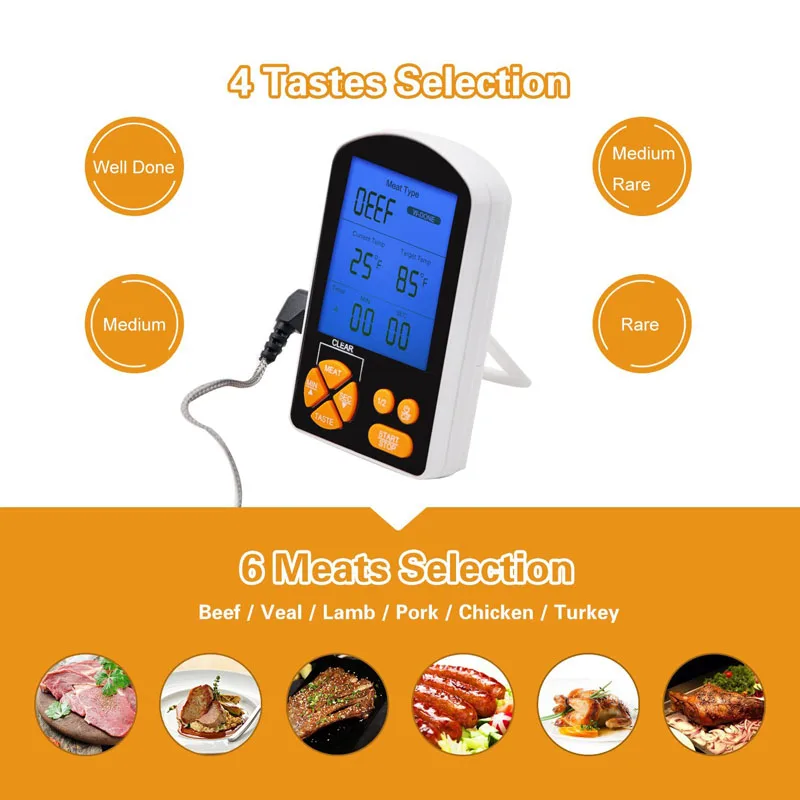 Двойной зонд термометр для мяса мгновенное быстрое считывание Кухонные цифровые