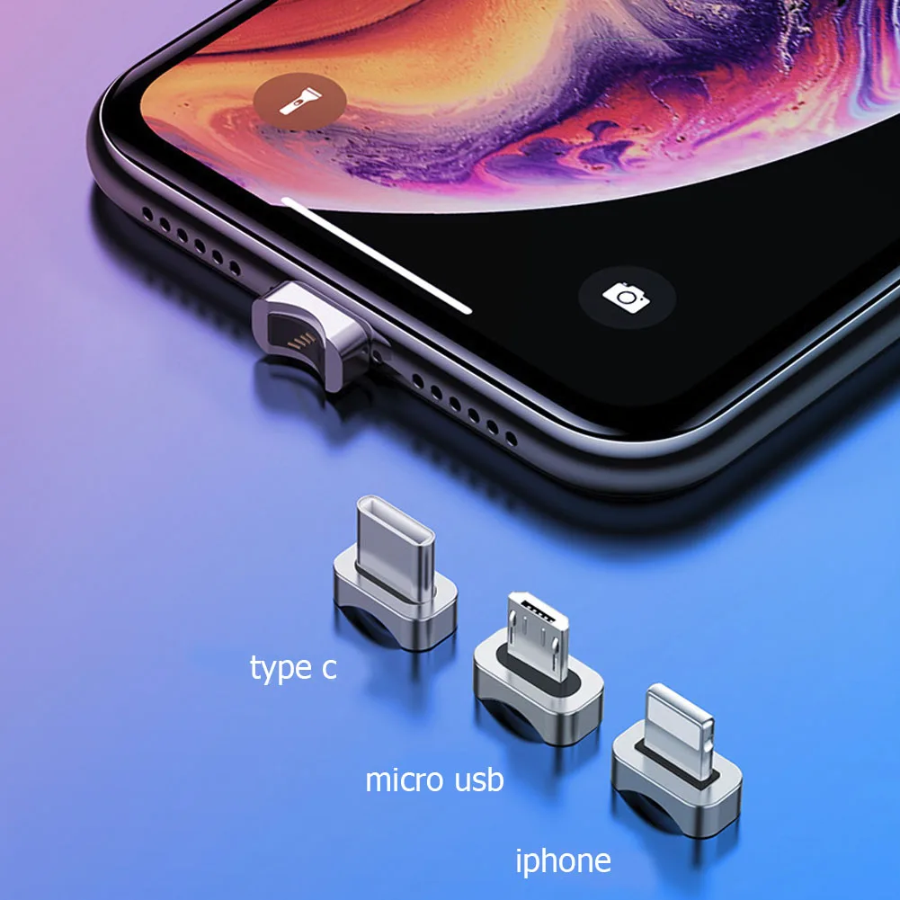 Магнитный usb-кабель 5 V/9 V/12 V 180 A зарядный кабель градусов Lightning/type-C/Micro USB порт вращающийся кабель для передачи данных для мобильного телефона