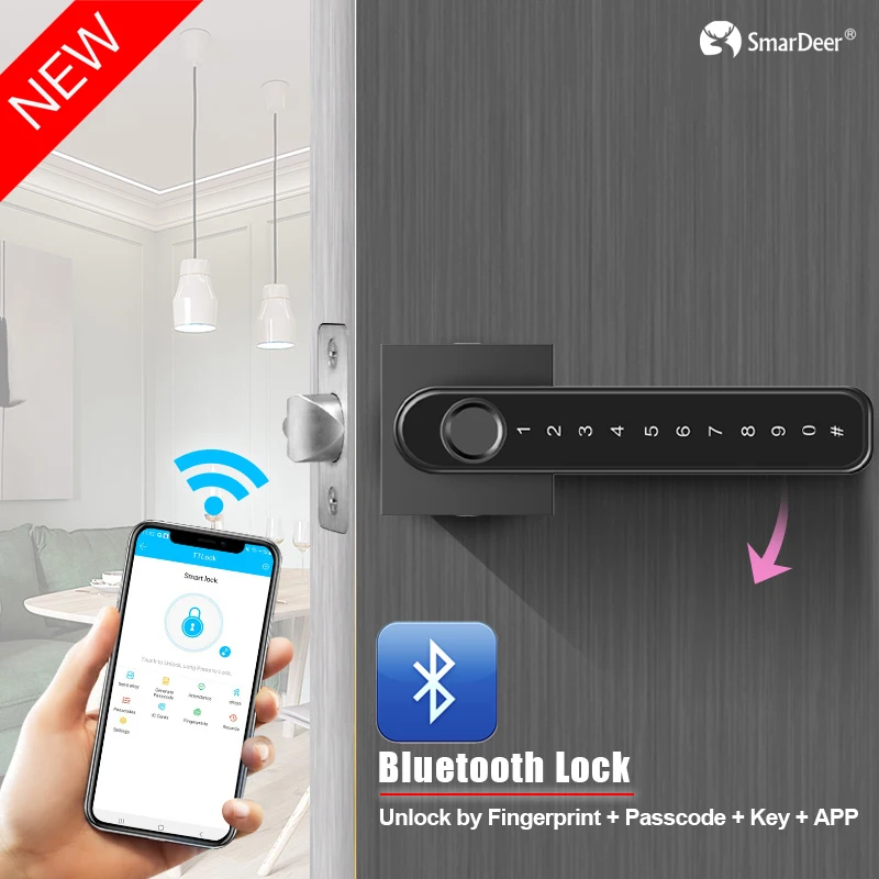 Умный дверной замок 5 в 1 Bluetooth сканер отпечатков пальцев цинковый сплав кодовый