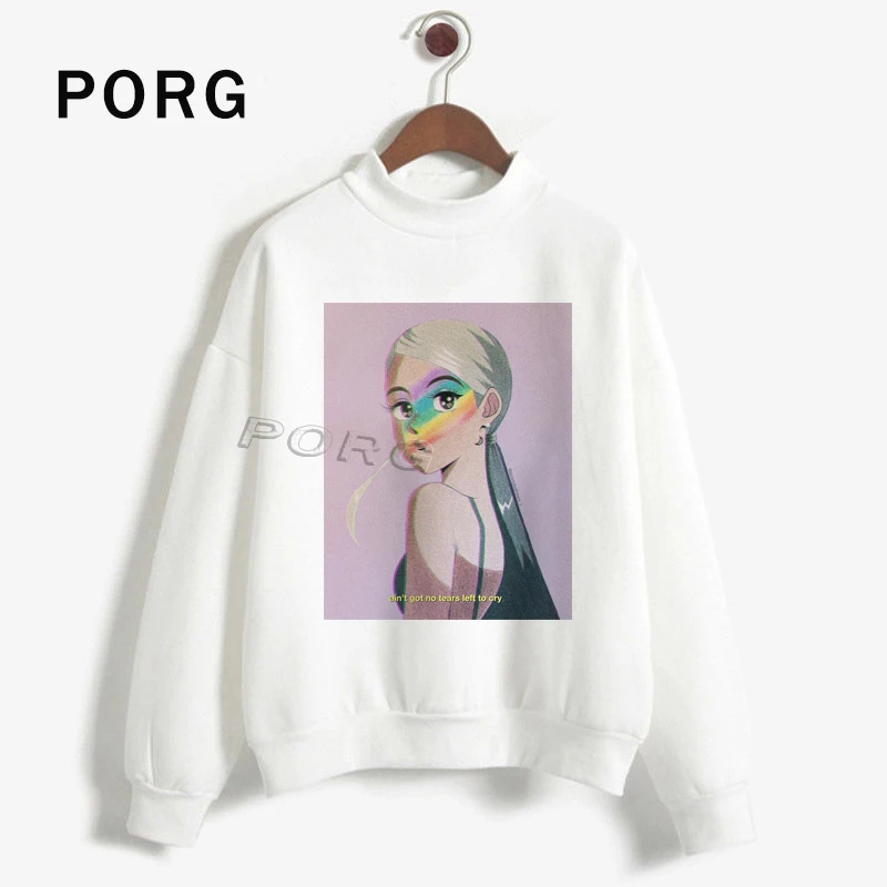 Ariana Grande/Розовая Толстовка для женщин в готическом стиле, уличная Harajuku Sudadera Mujer, новая женская одежда, толстовки с длинными рукавами и круглым вырезом - Цвет: WH-7