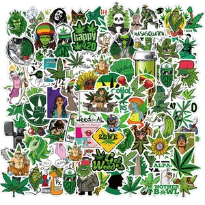 1050100pcs hemp leaf hip hop meme stickers laptop diy fridge guitar motorcycle luggage skateboard cool sticker decal kid toys free global shipping